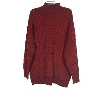 Knox Rose Cable Knit Sweater Womens Large Rust Brown Modest Classic Longline
